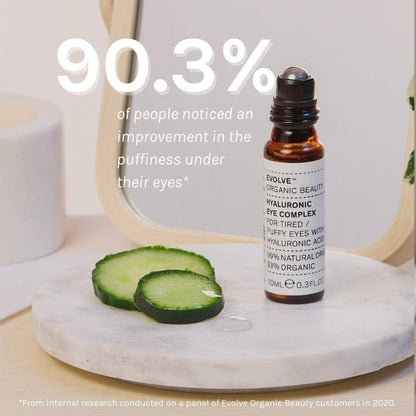 evolve organic beauty hyaluronic eye complex 90.3% of people noticed an improvement in the puffiness of their eyes