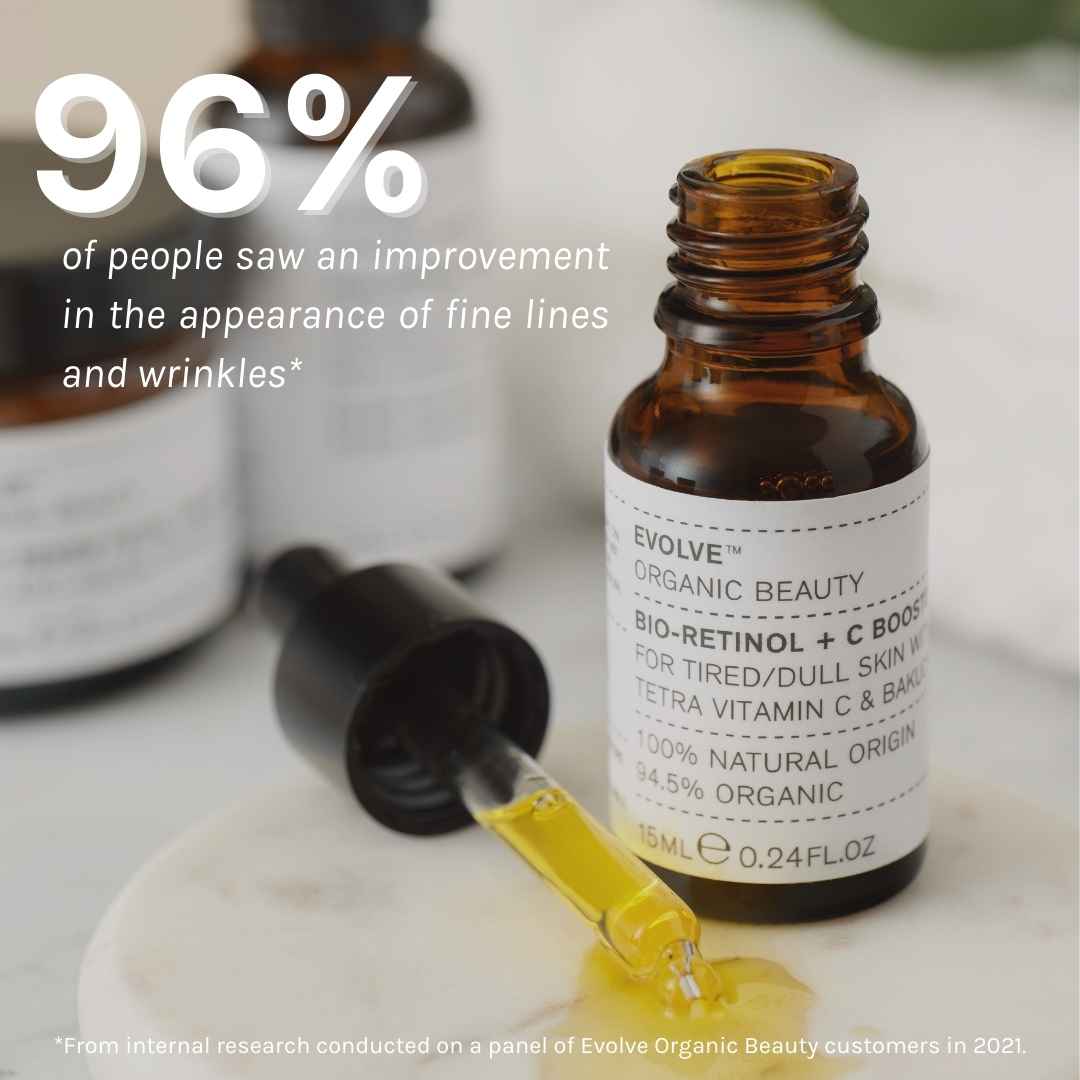 evolve organic skincare 96% of people saw an improvement in the appearance of fine lines and wrinkles after using this vitamin c serum