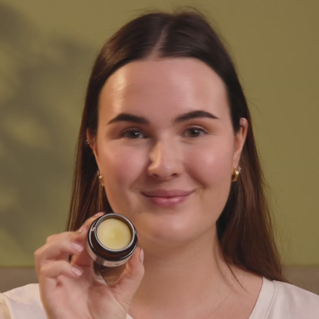 video showing skincare model applying vegan lip balm from evolve organic skincare